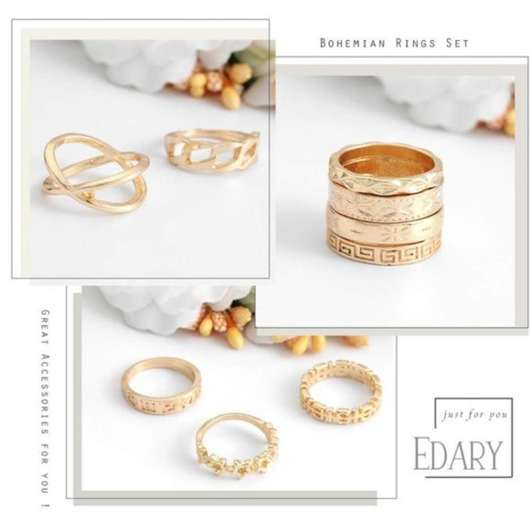 ⬇️ UO 13 pcs Ring Gold Knuckle Rings Set - Picture 6 of 7